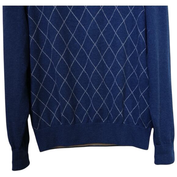 Peter Millar 1/4 Zip Wool Cashmere Blend Diamond Pattern Sweater Mens Size L - Picture 2 of 9